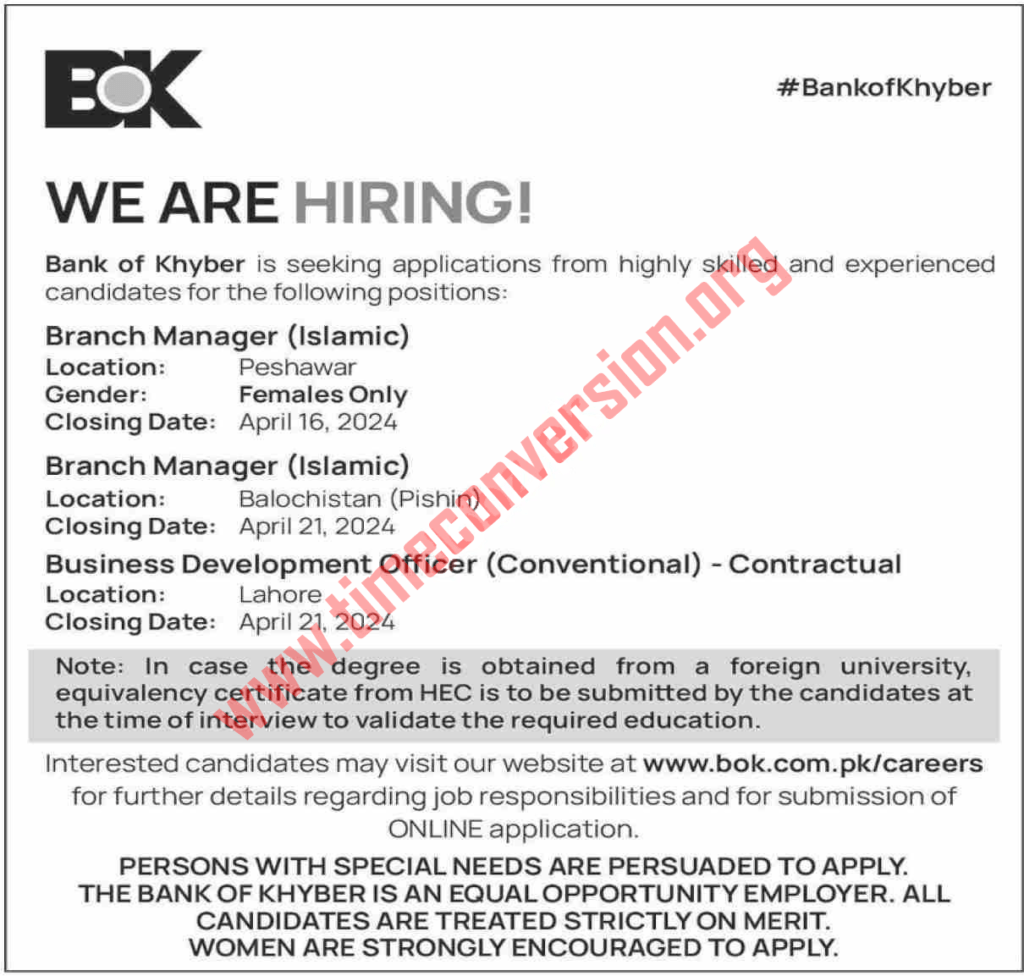 Jobs Announcement At The Bank Of Khyber BOK 1 image 42